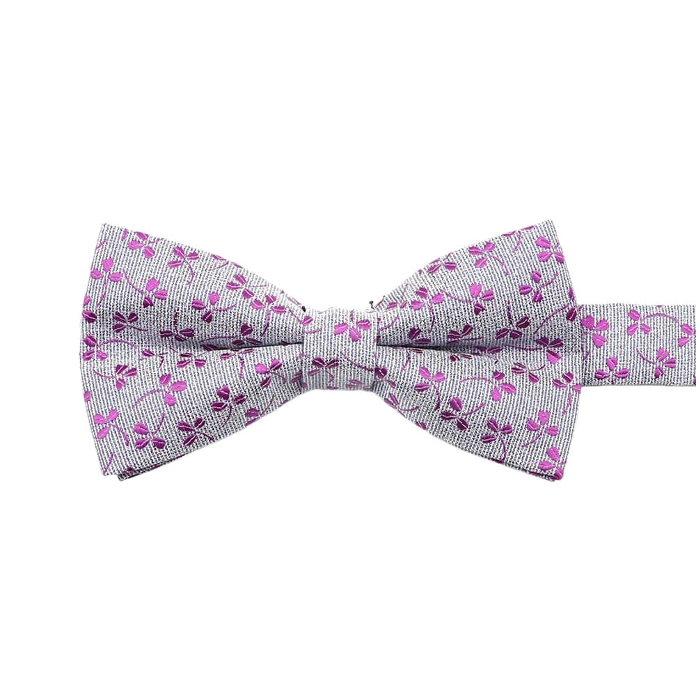 Gray Purple Floral Bowtie