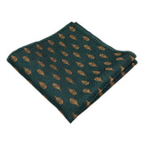 Dark Green Gold Paisley Pocket Square