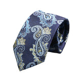 Navy Blue Yellow Paisley Necktie
