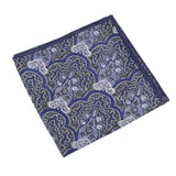 Navy Blue White Floral Pocket Square