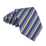 Blue Necktie With Tan Stripes