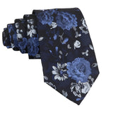 Black Blue Floral Necktie