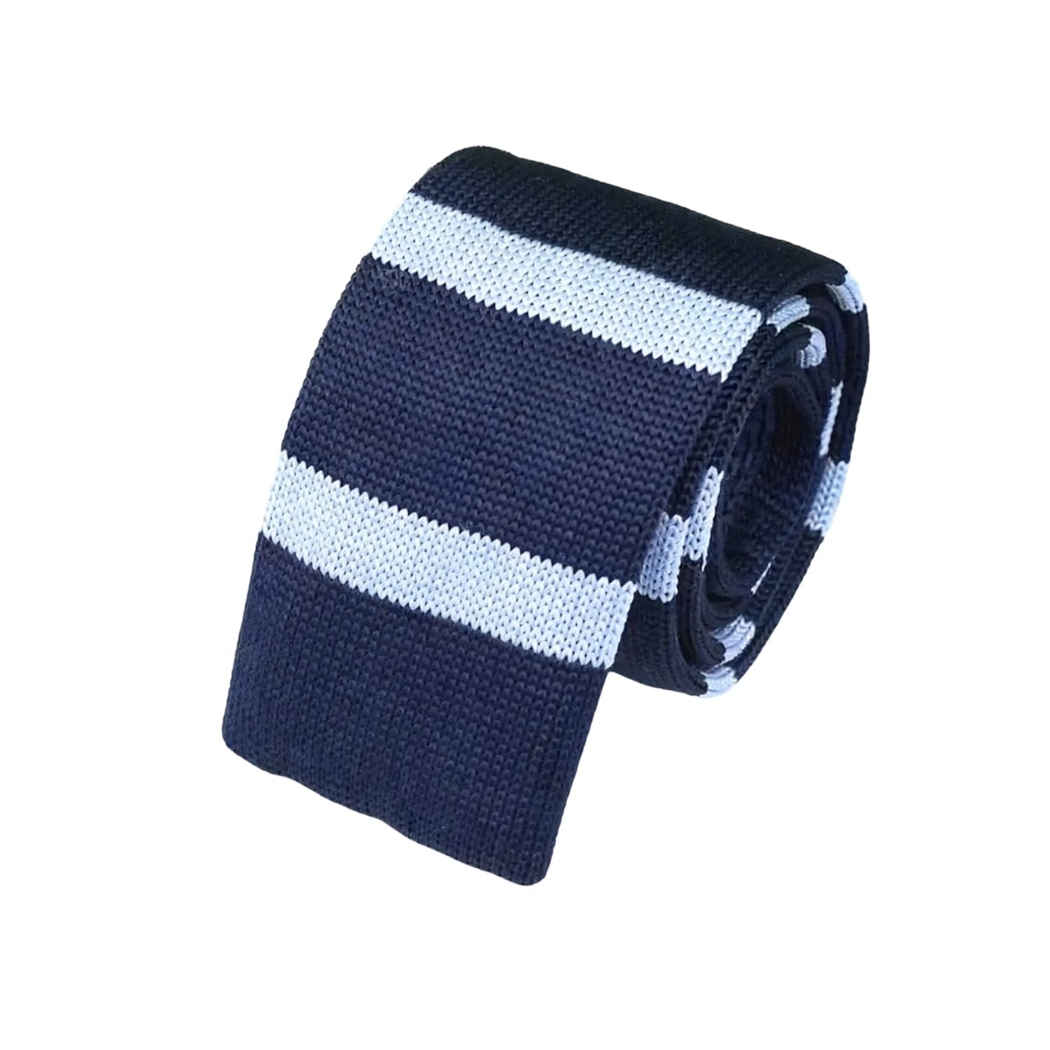 Navy Blue With Light Blue Striped Necktie