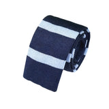 Navy Light Blue Striped Knitted Tie