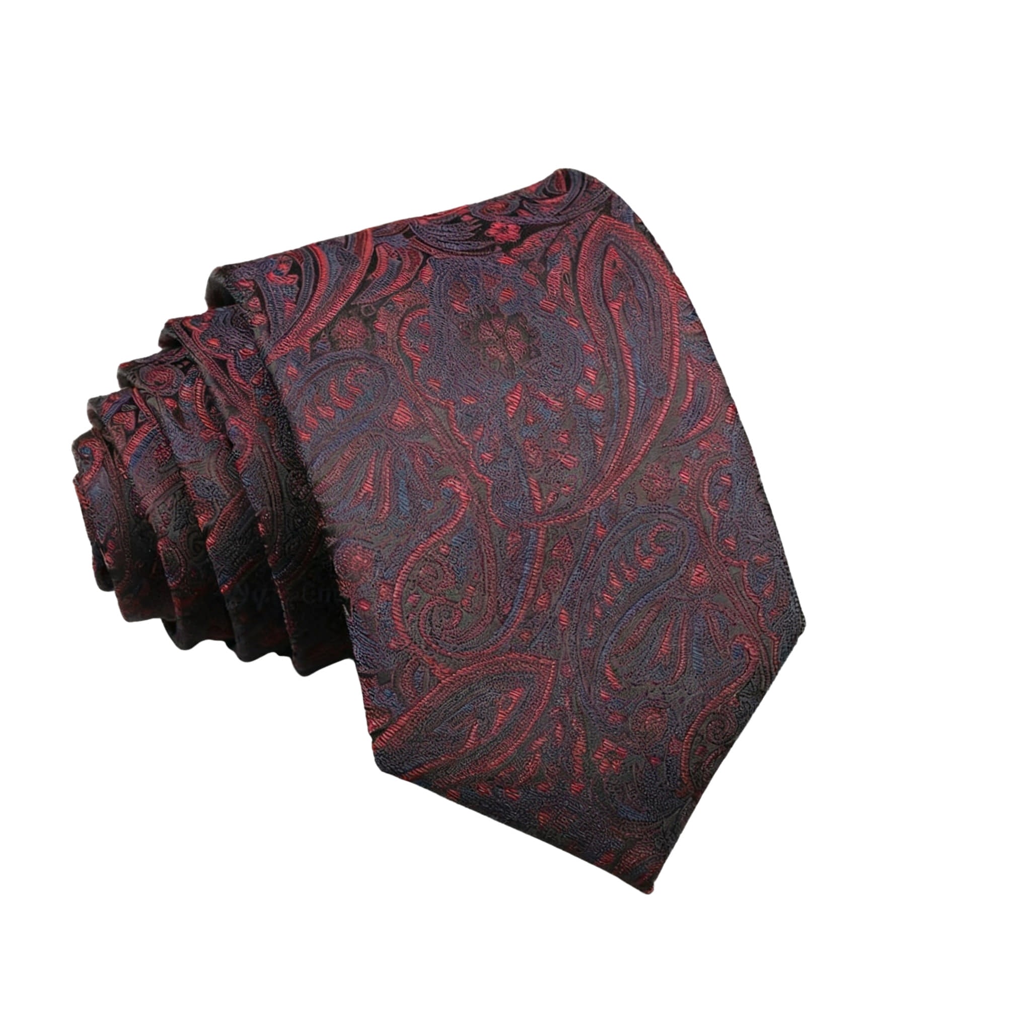 Black Red Paisley Necktie