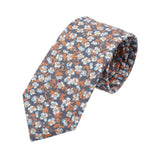 Gray Orange Floral Necktie