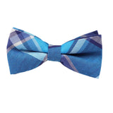 Blue White Plaid Bow Tie