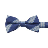 Navy Blue White Striped Bowtie