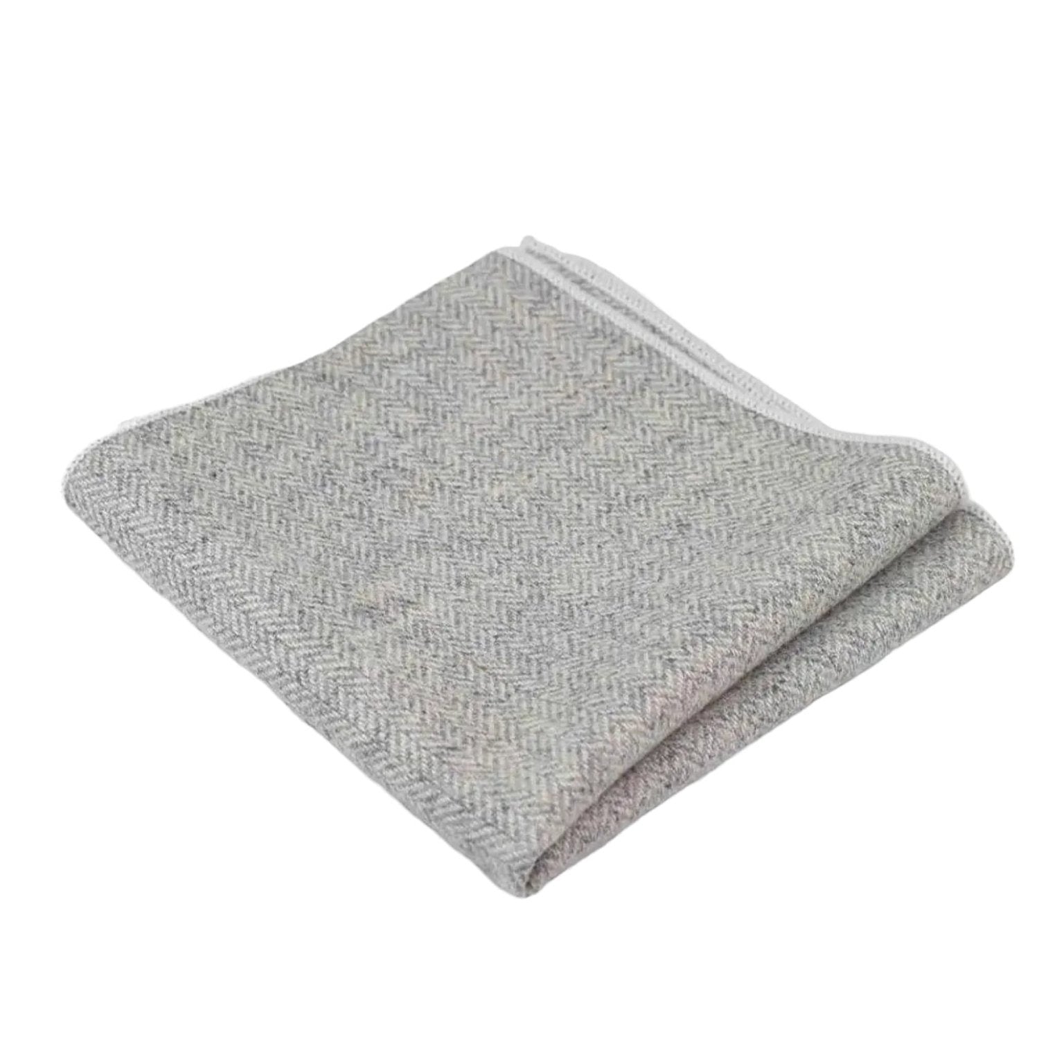 Gray With Gray Herringbone Pocket Square