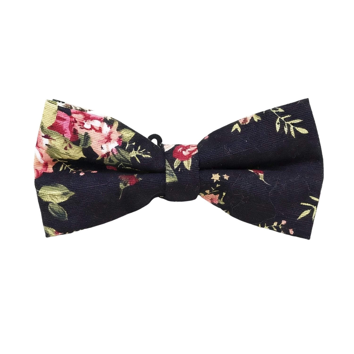 Black With Red Floral Bowtie
