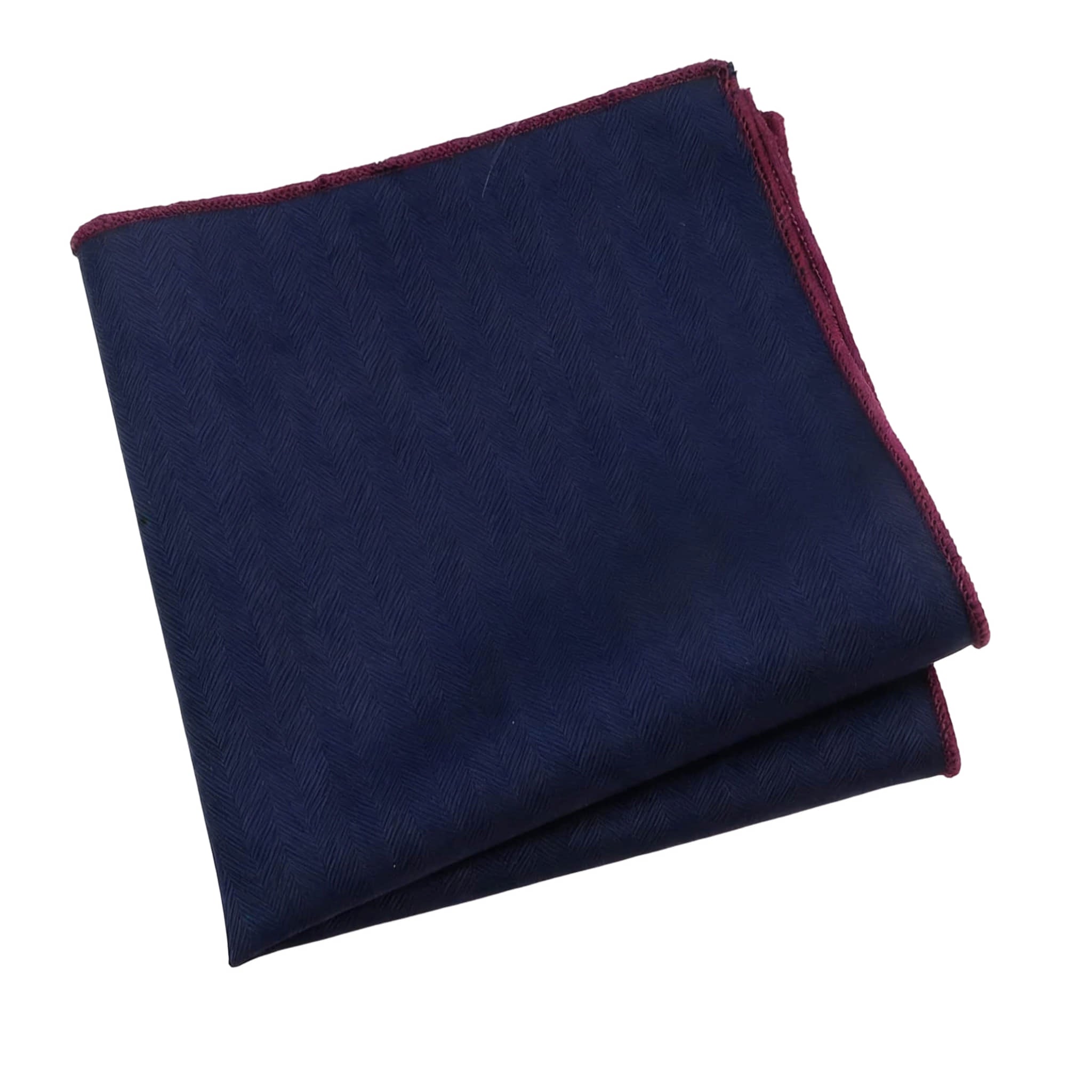 Navy Blue Red Solid Pocket Square