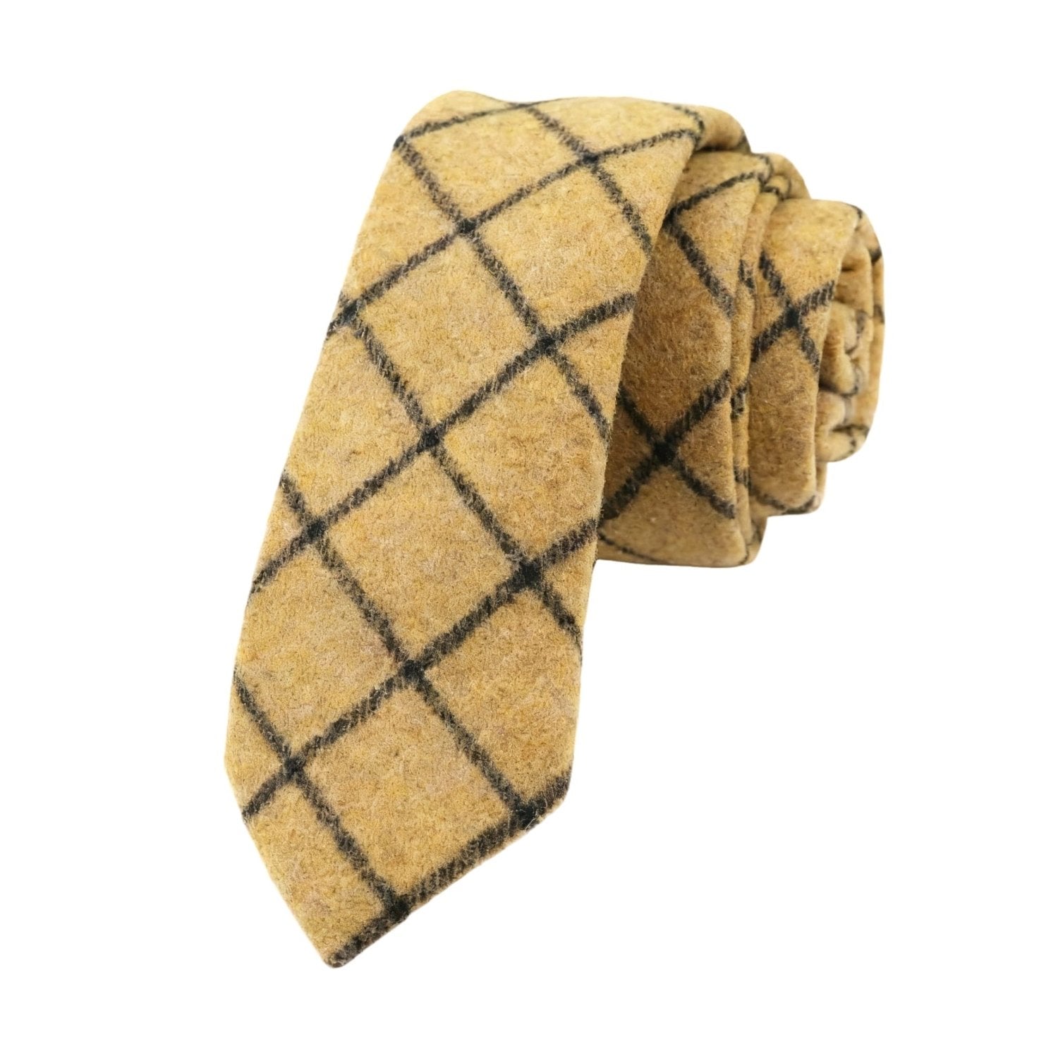 Golden With Black Grid Necktie