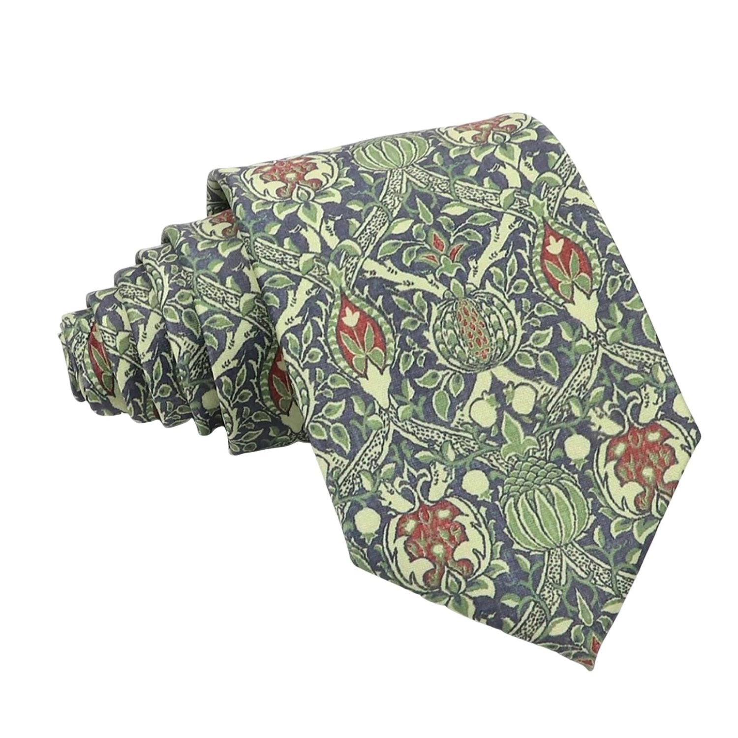 Blue With Red Floral Botanical Necktie