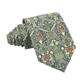 Gray Green Floral Necktie
