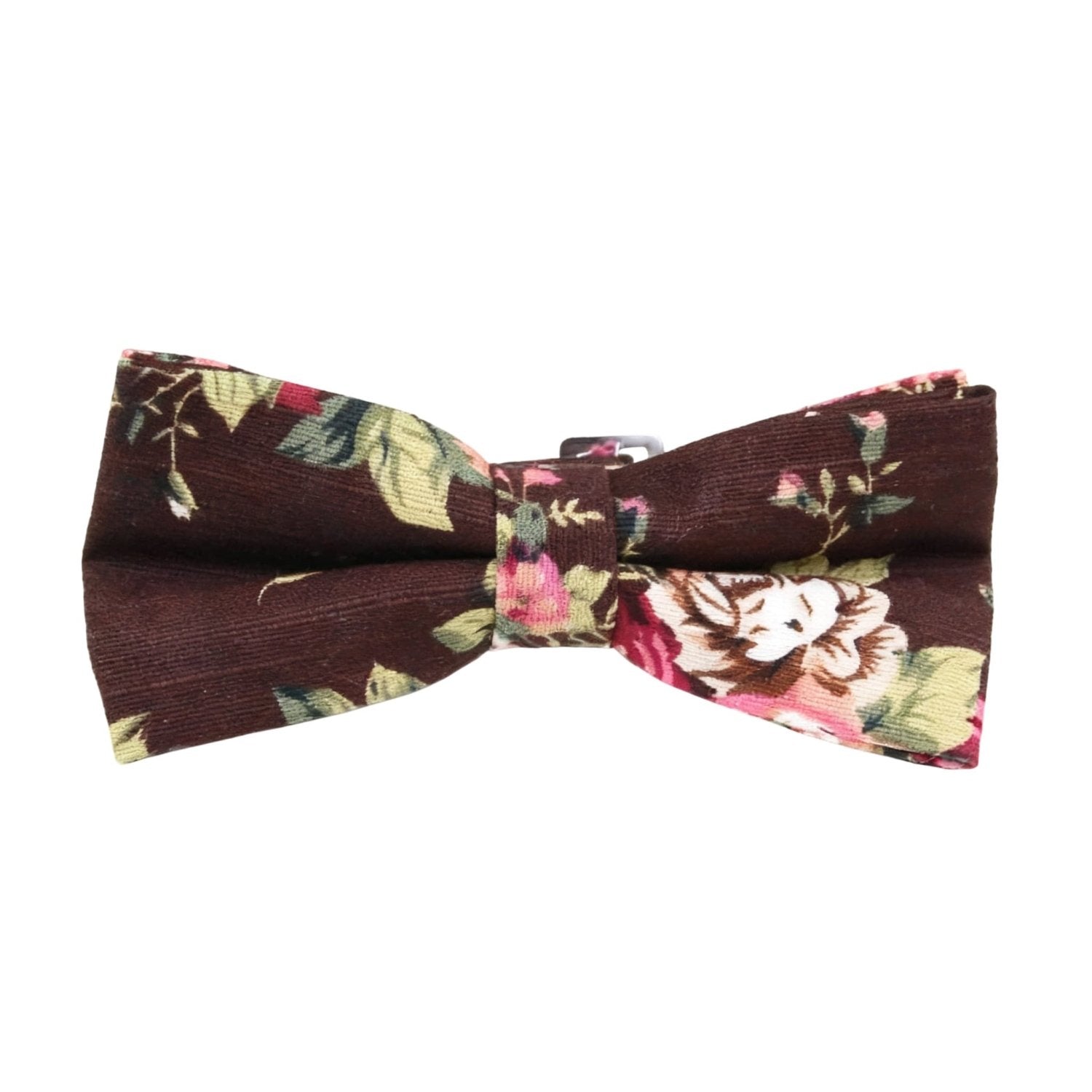 Brown With Pink Floral Bowtie