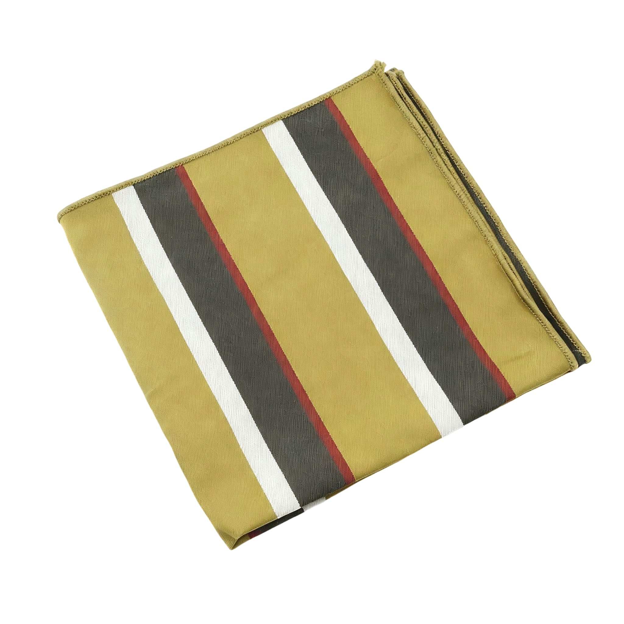 Olive Green White Striped Pocket Square