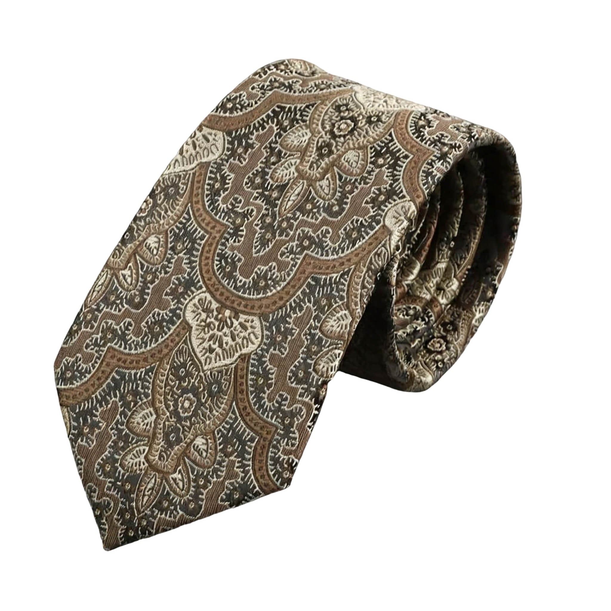 Brown Beige Paisley Necktie