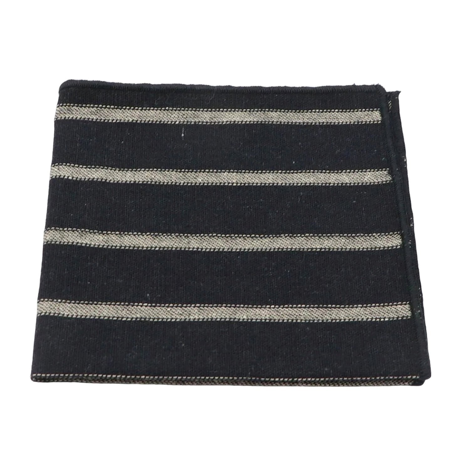 Black With Light Gray Horizontal Stripes Pocket Square