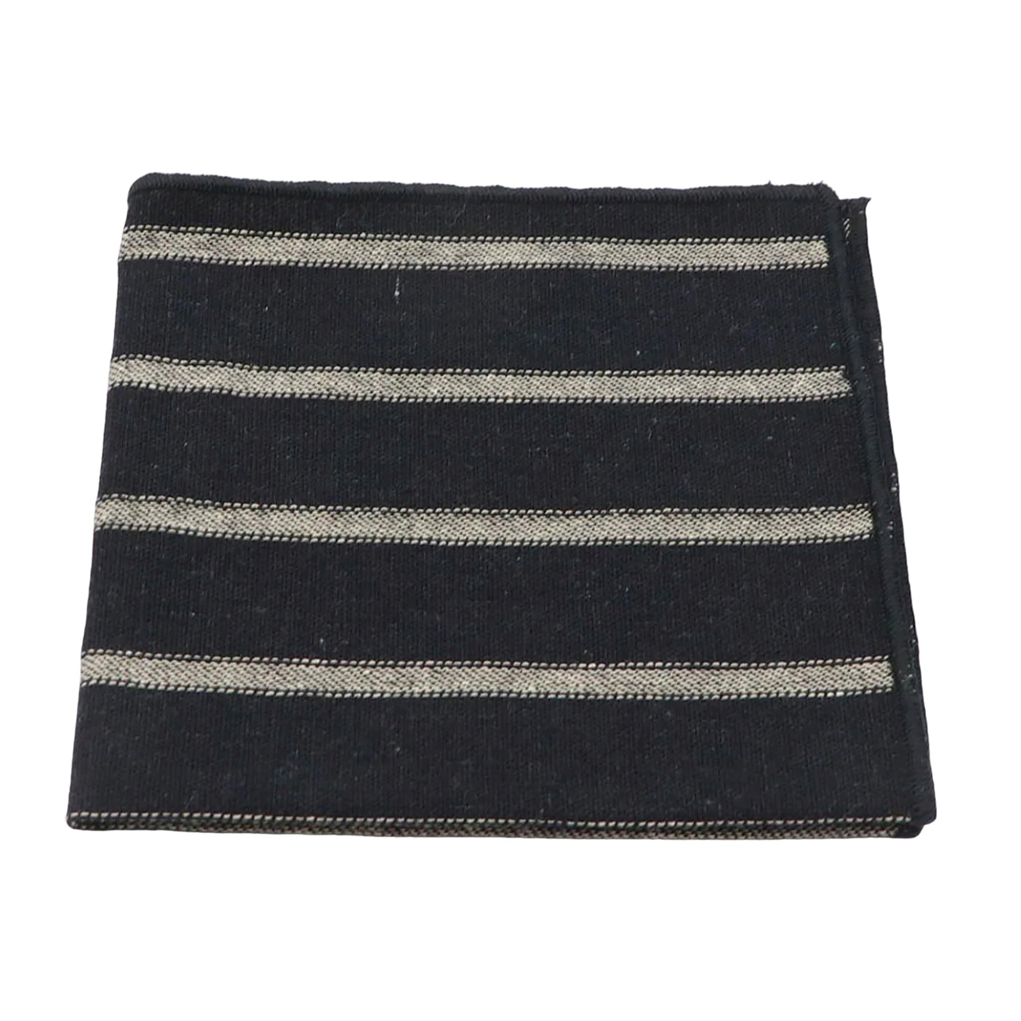 Black Gray Striped Pocket Square