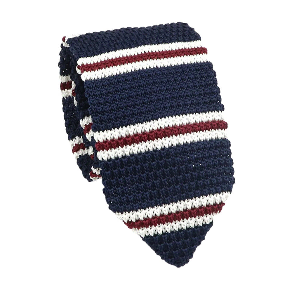 Navy Blue White Striped Necktie