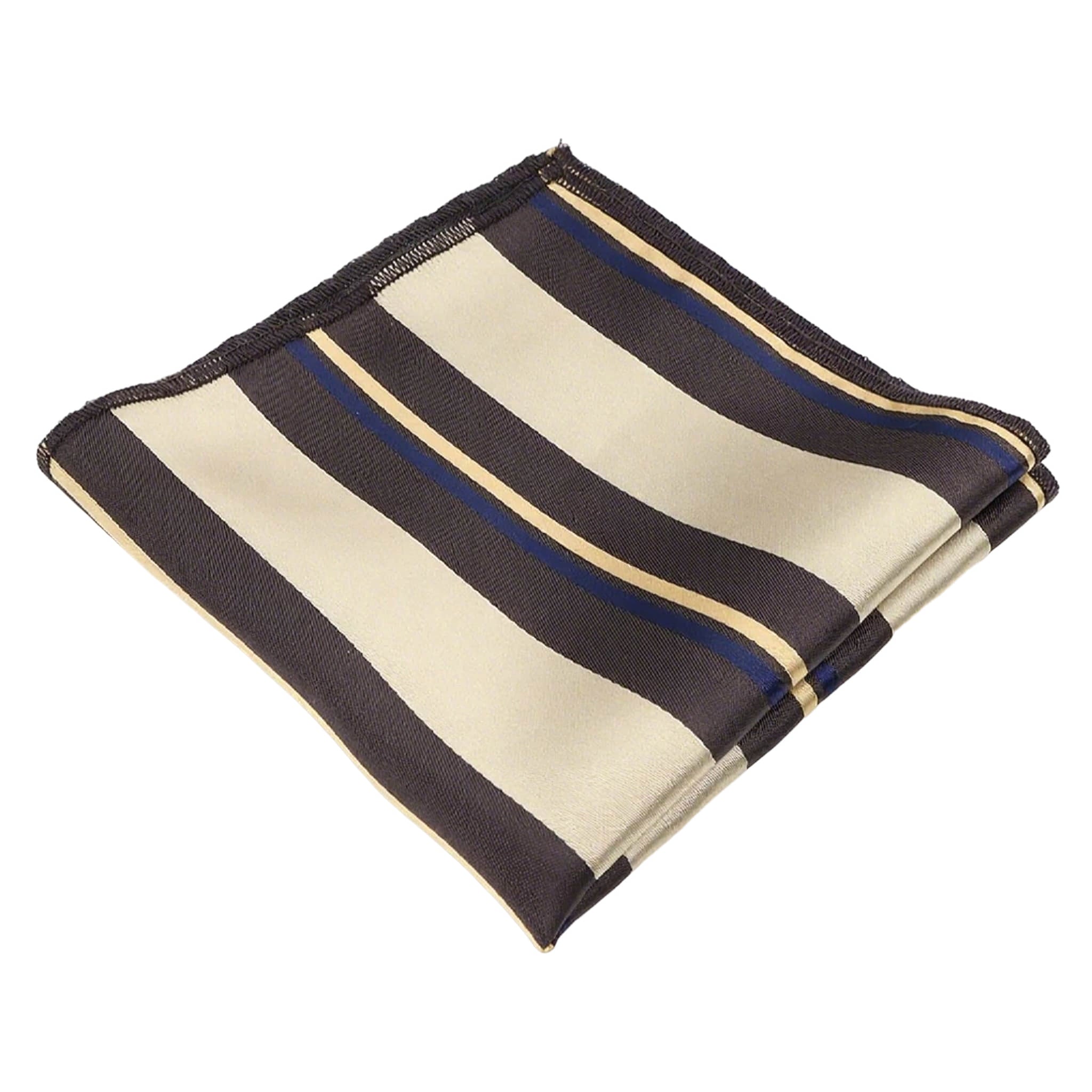 Beige Brown Striped Pocket Square