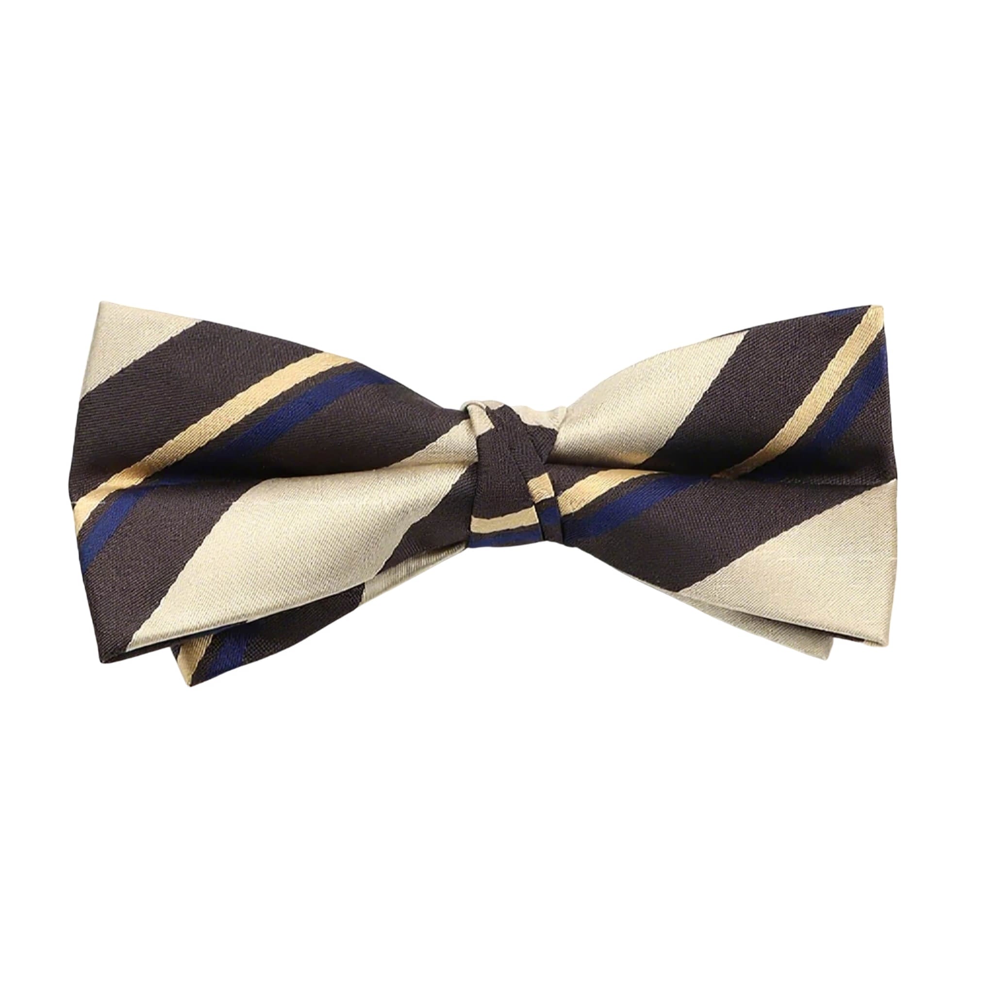 Beige Brown Striped Bowtie