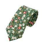 Green Red Floral Necktie