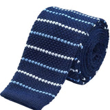 Navy Light Blue Striped Knitted Tie