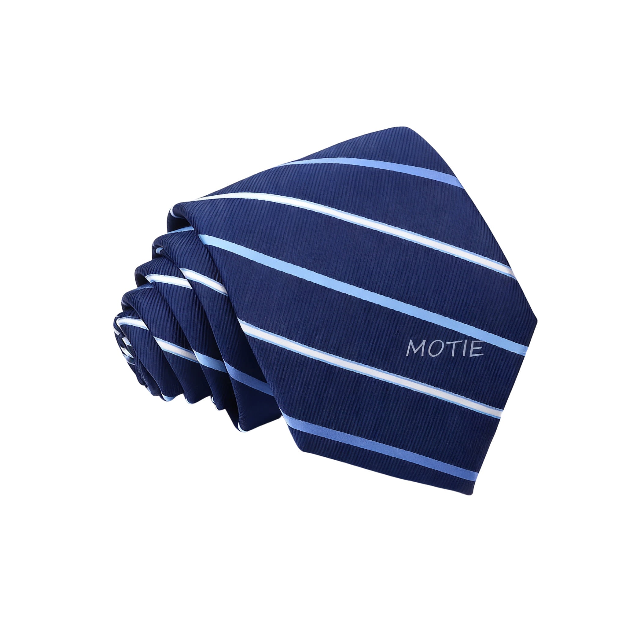 Navy Blue White Striped Necktie