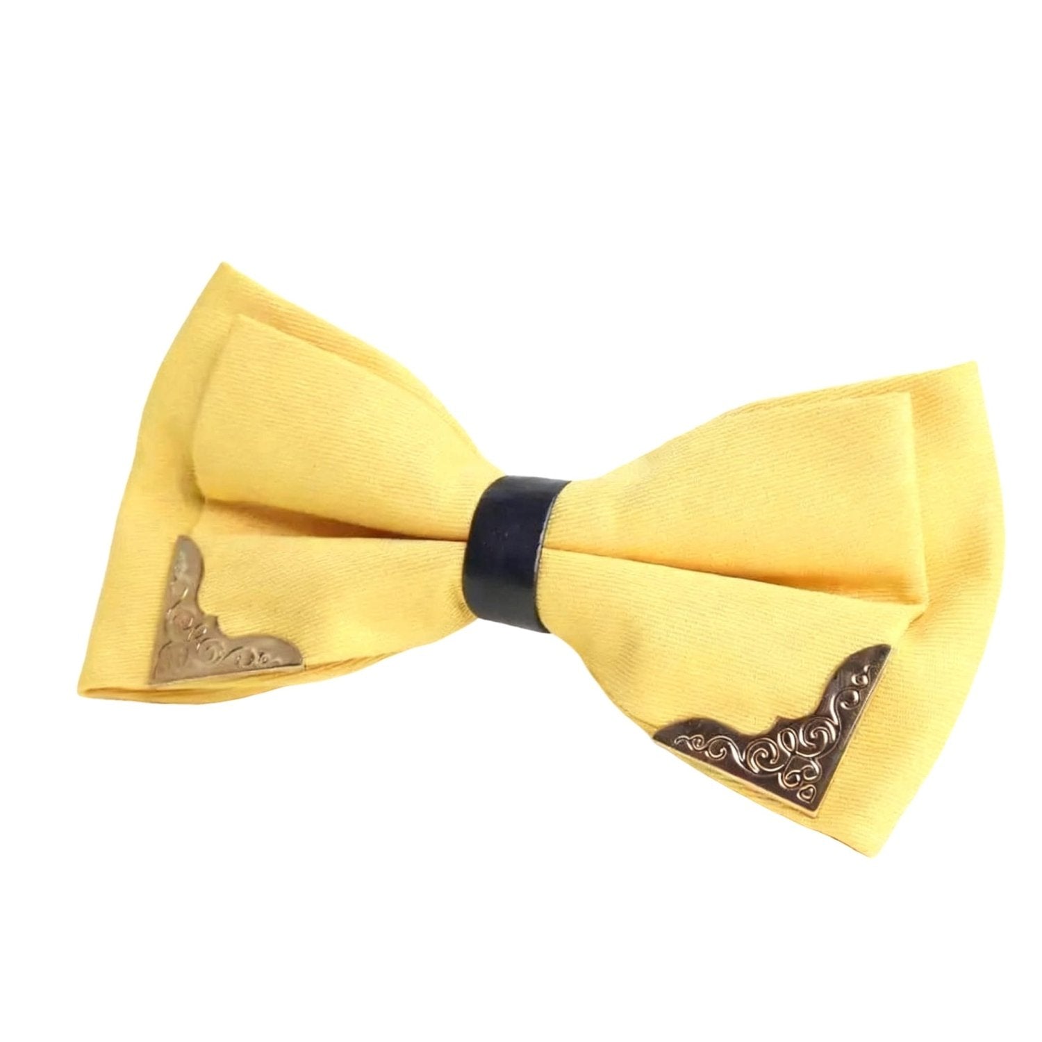Yellow With Filigree Metal Accents Bowtie