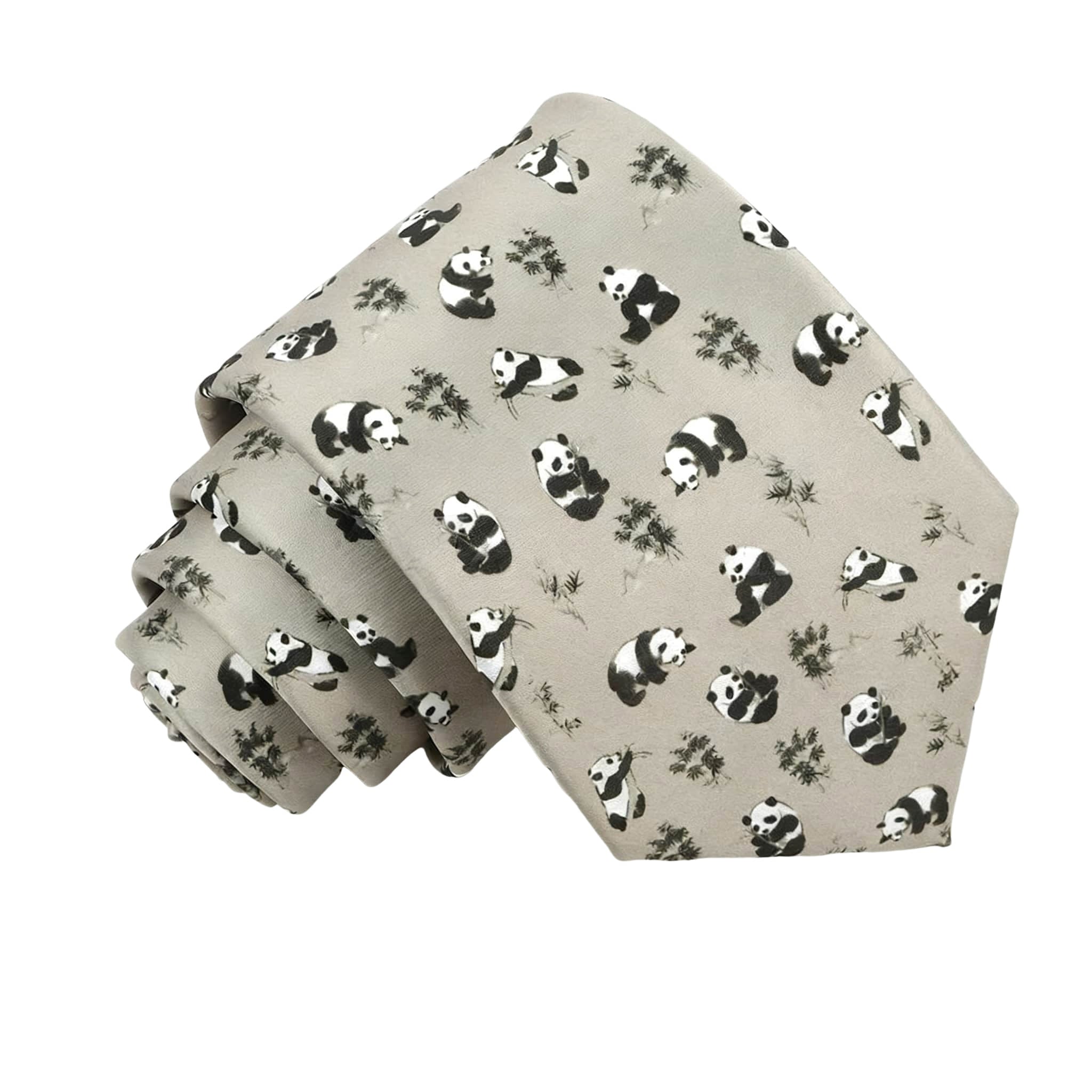 Gray Black Panda Necktie