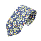 Navy Blue White Floral Necktie