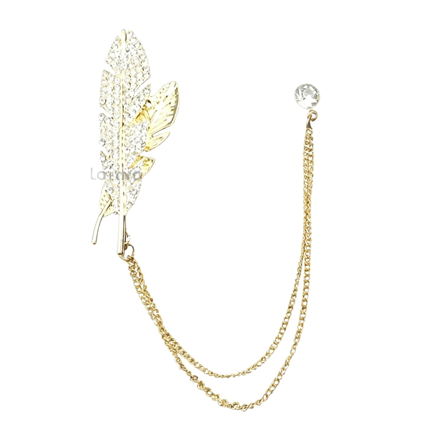 Gold White Feather Lapel Pin