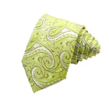 Lime Green Silver Paisley Necktie