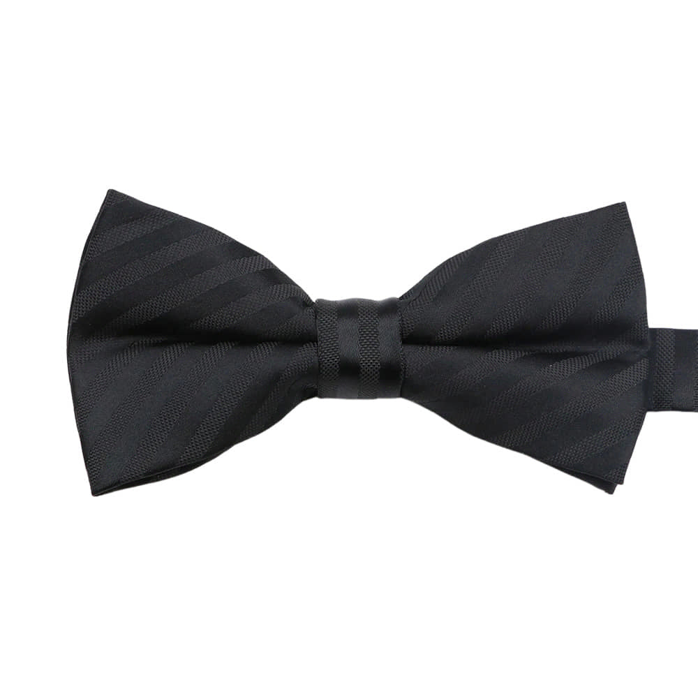 Black Black Striped Bowtie