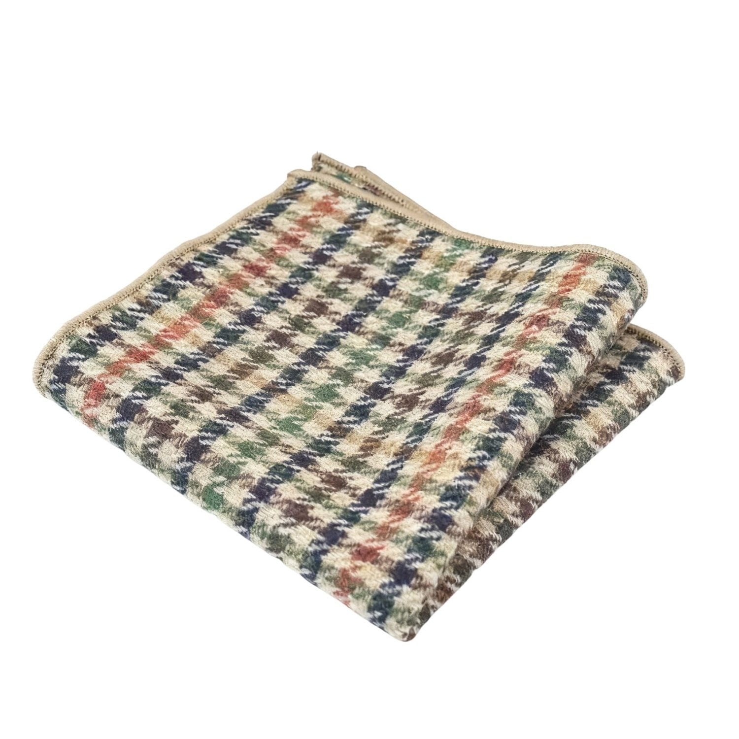 Beige With Multicolor Checkered Pocket Square
