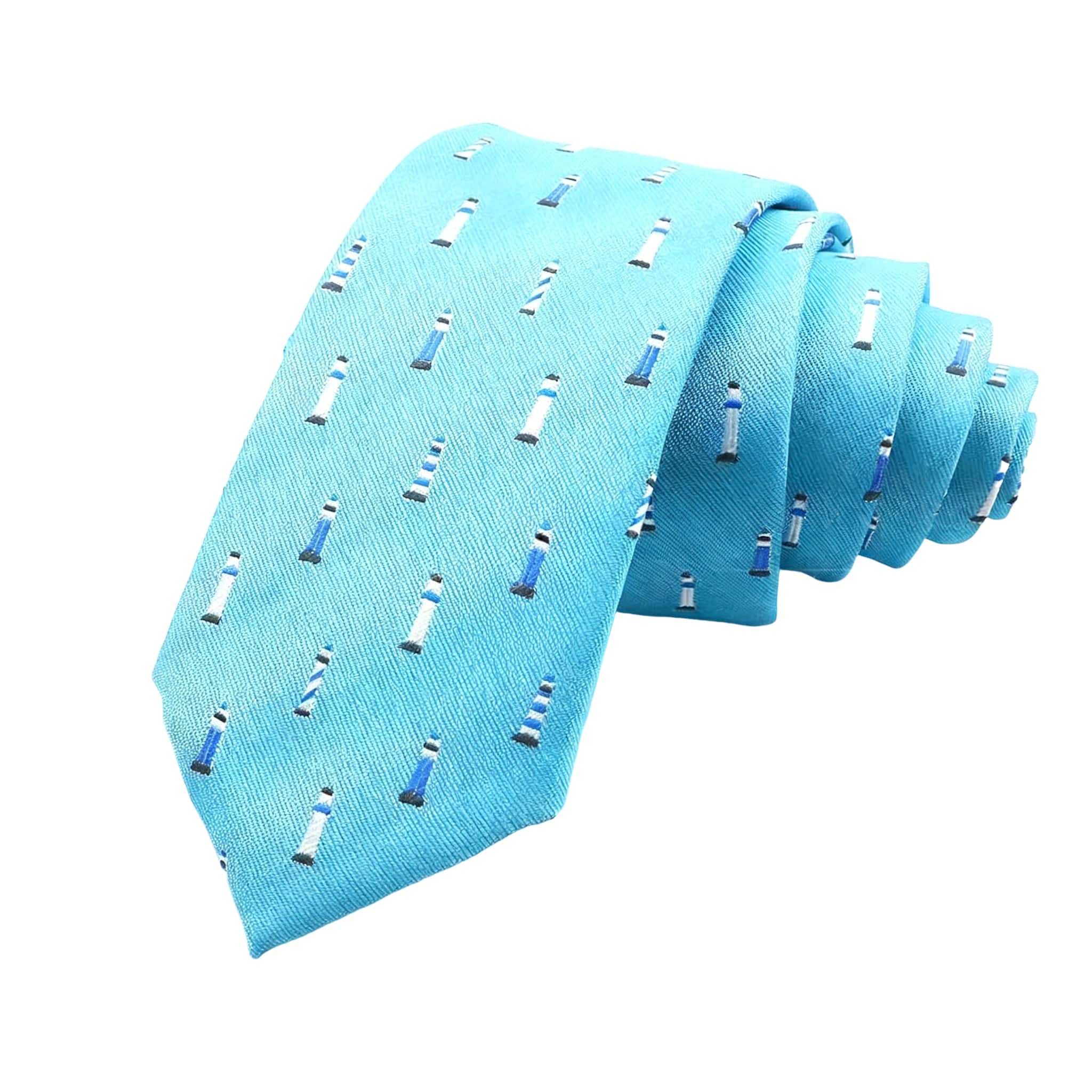 Light Blue Blue Lighthouse Necktie