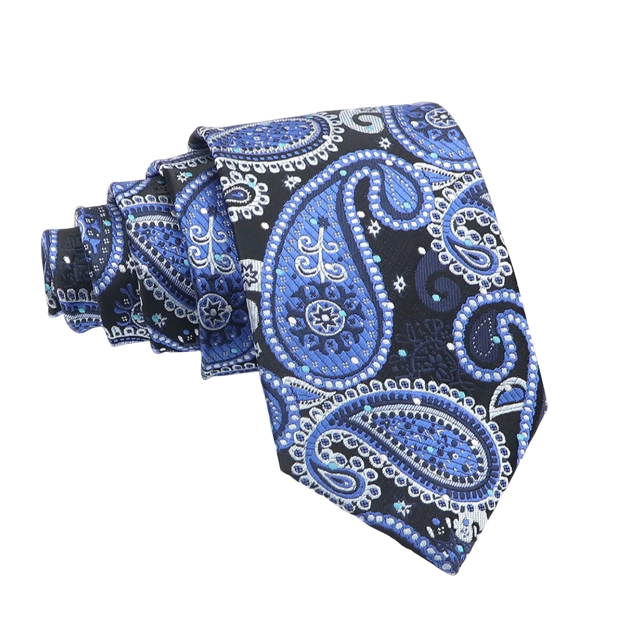 Navy Blue White Floral Necktie