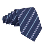 Navy Blue Necktie With Light Blue & Pink Stripes