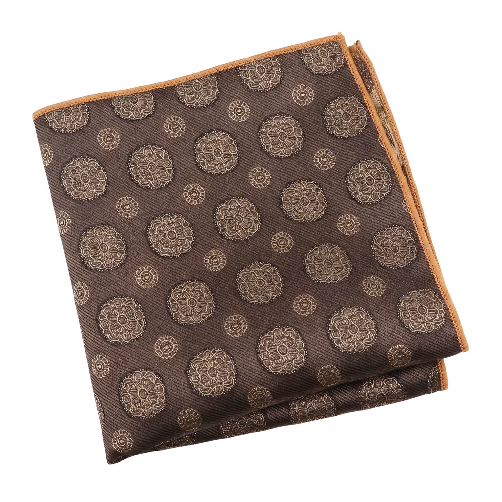 Brown Gold Floral Pocket Square