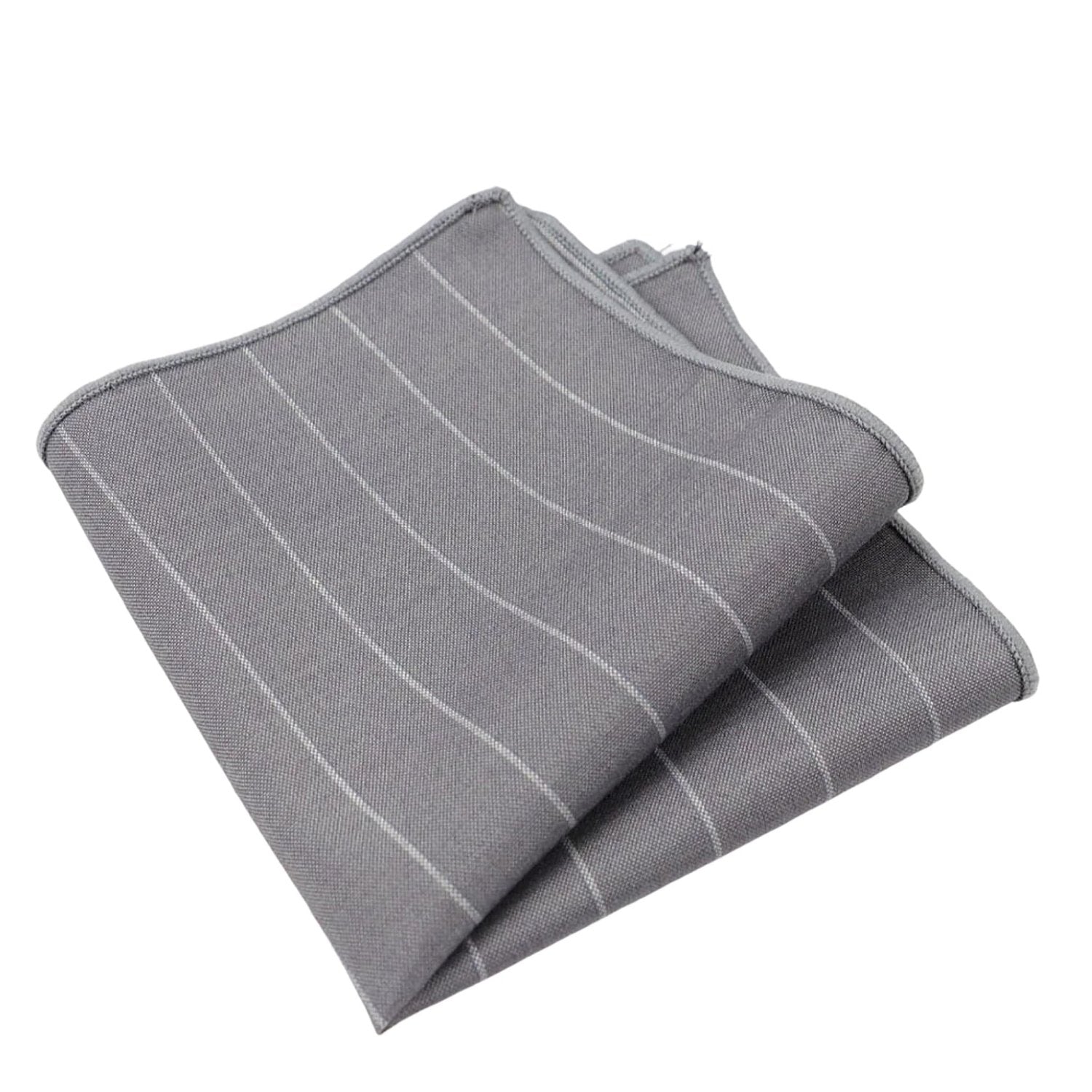 Gray With White Vertical Stripes Pocket Square