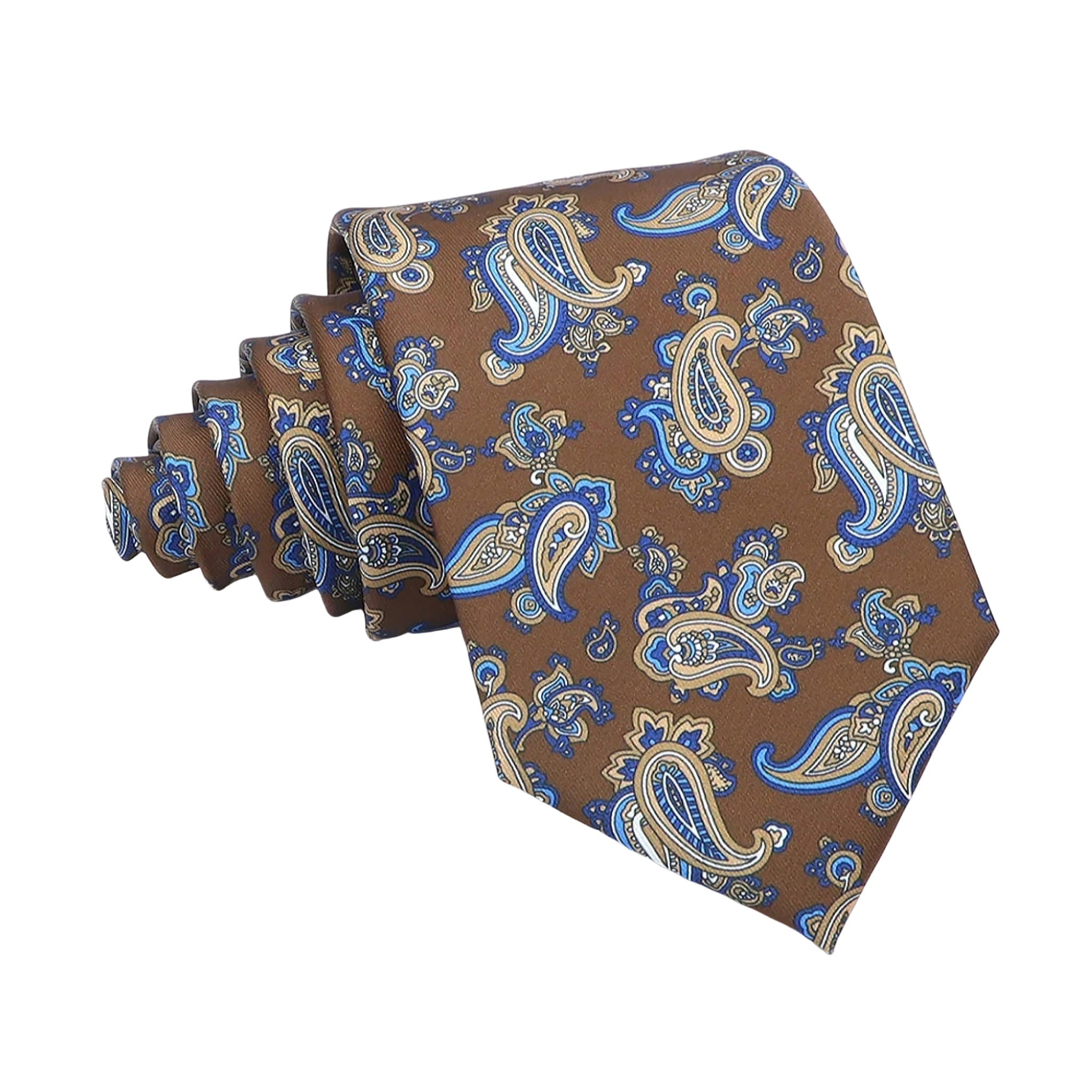 Brown Blue Paisley Necktie