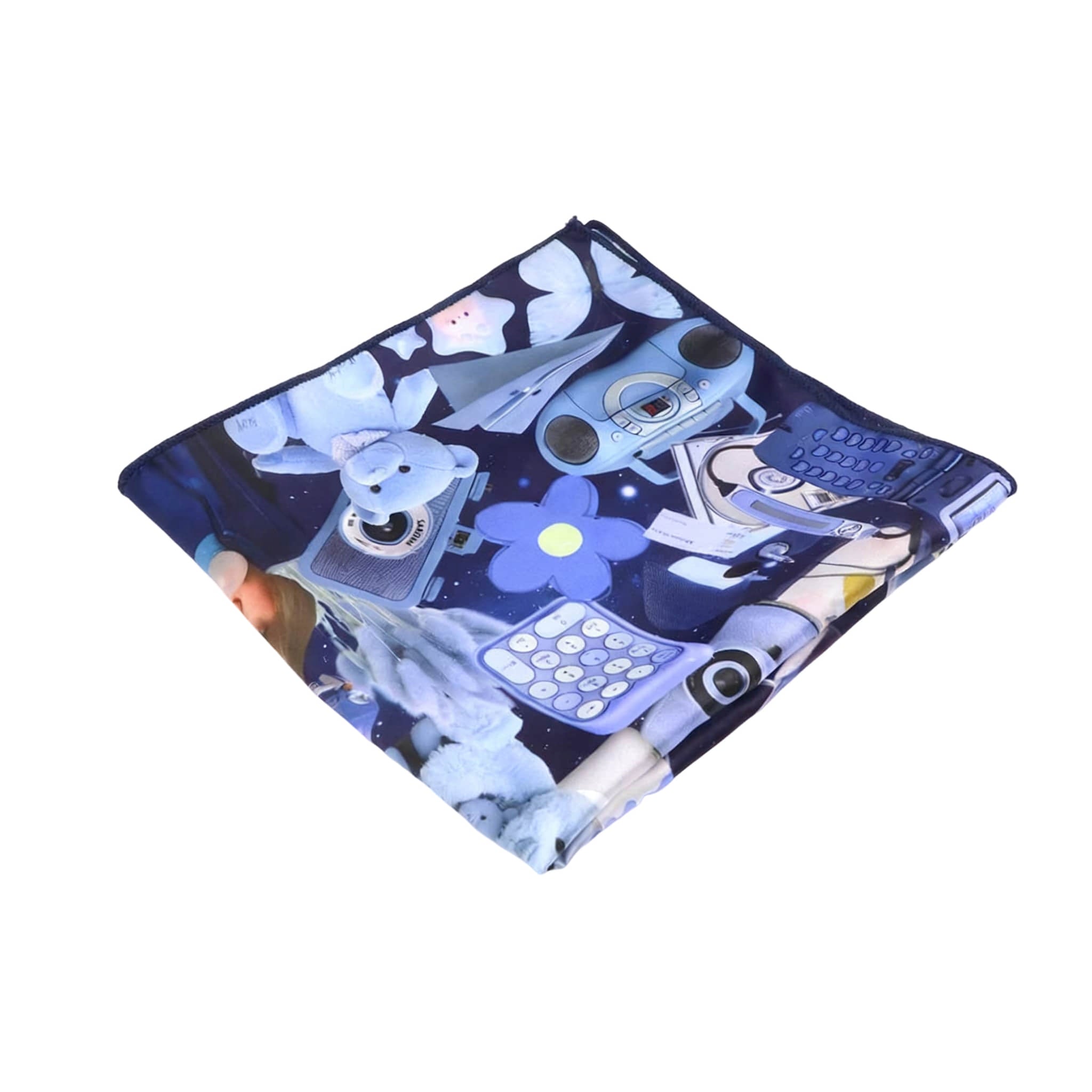 Navy Blue Blue Cartoon Pocket Square