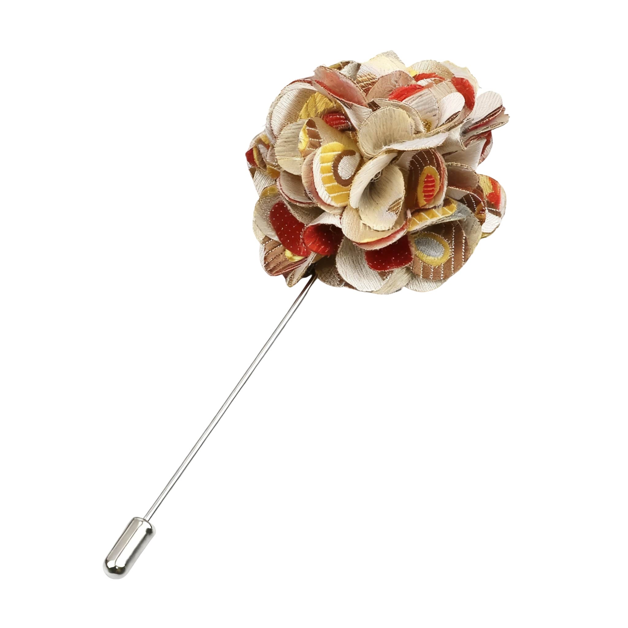 Beige Red Floral Lapel Pin
