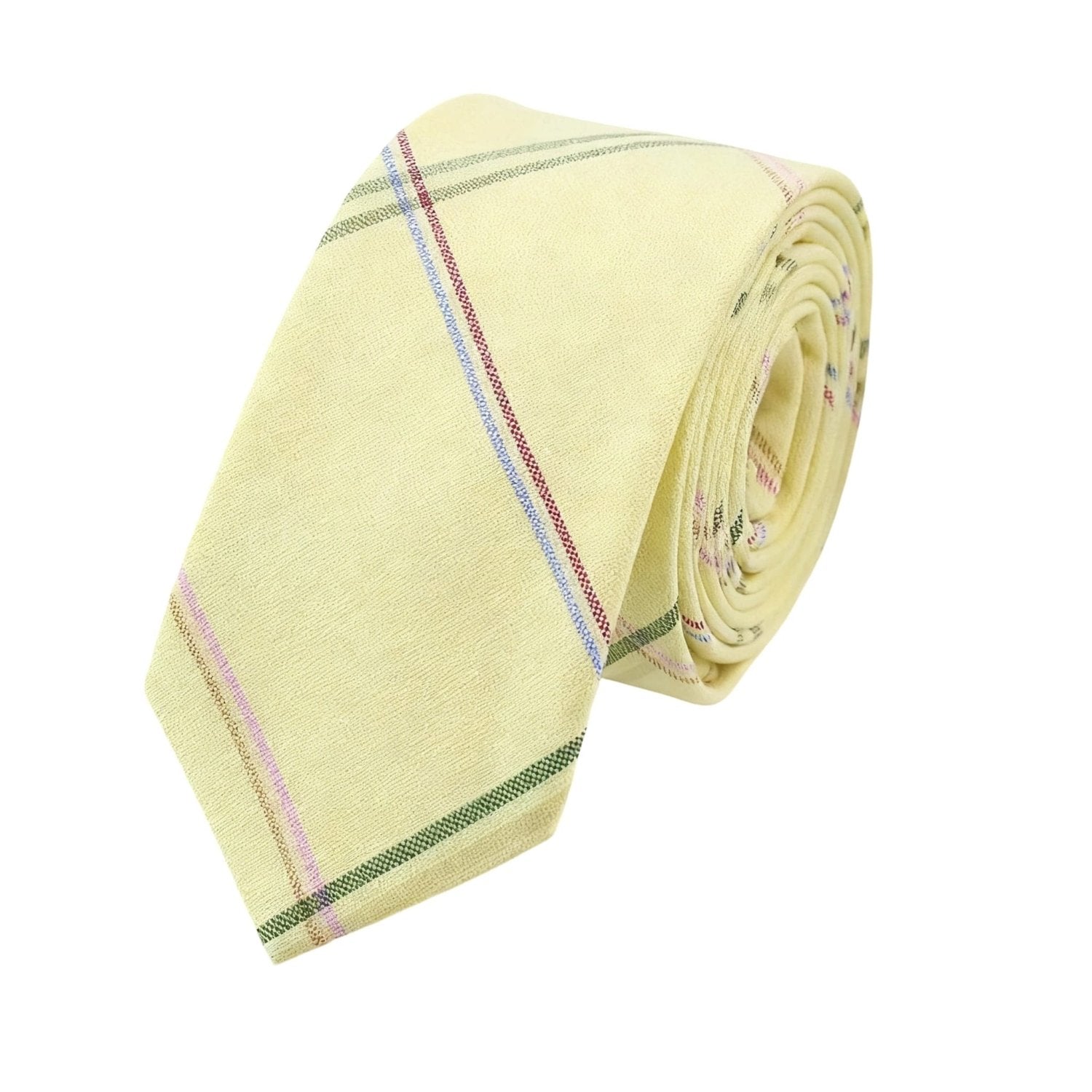 Yellow With Colorful Stripes Necktie