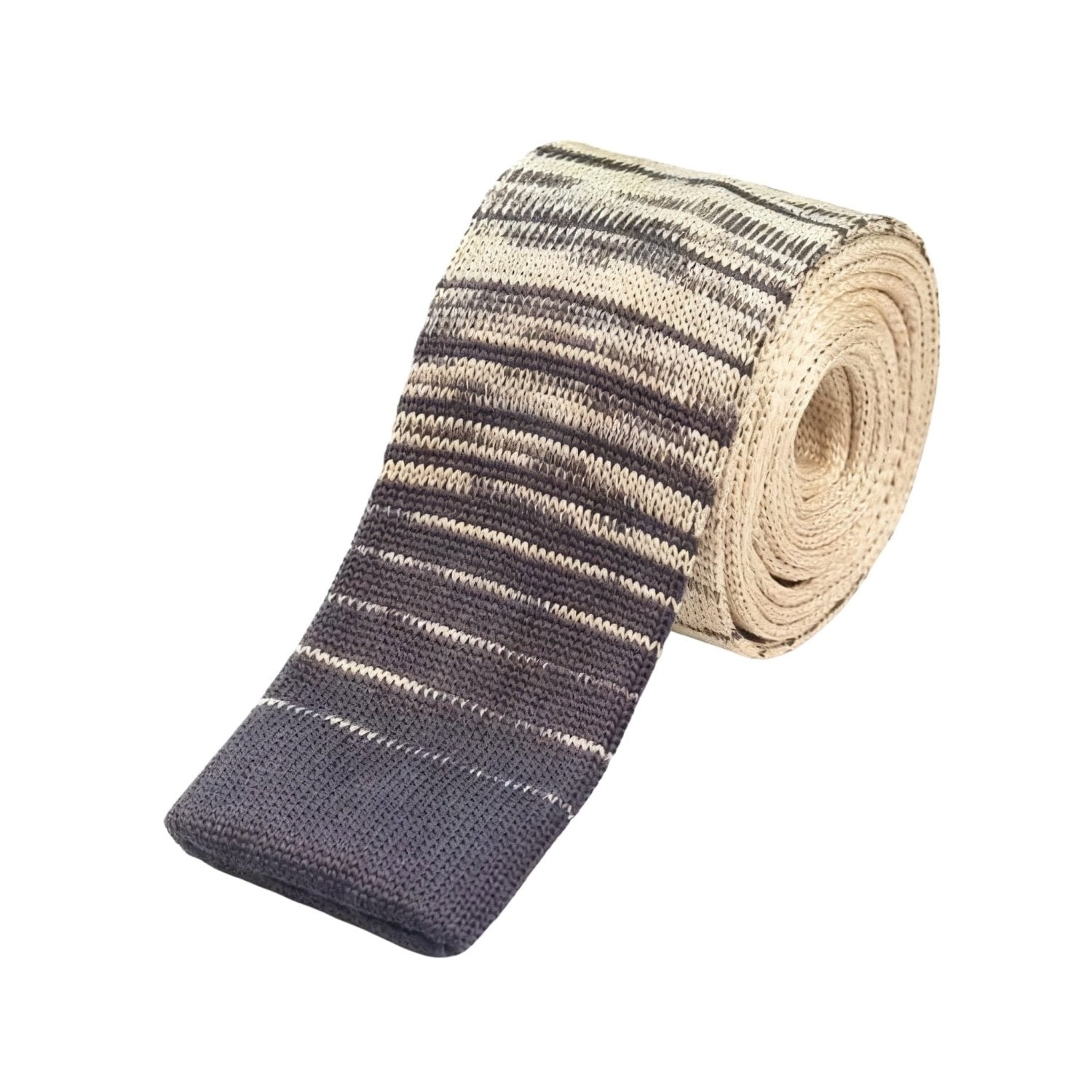 Beige with Dark Brown Striped Necktie