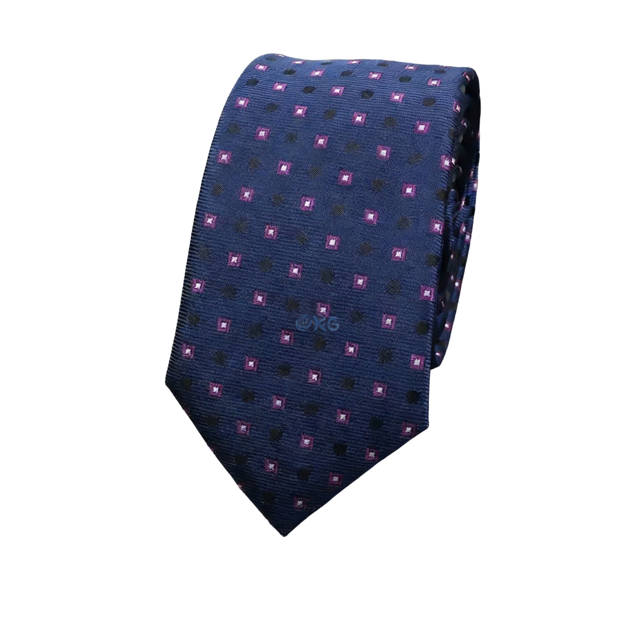 Navy Blue With Purple And Black Square Necktie
