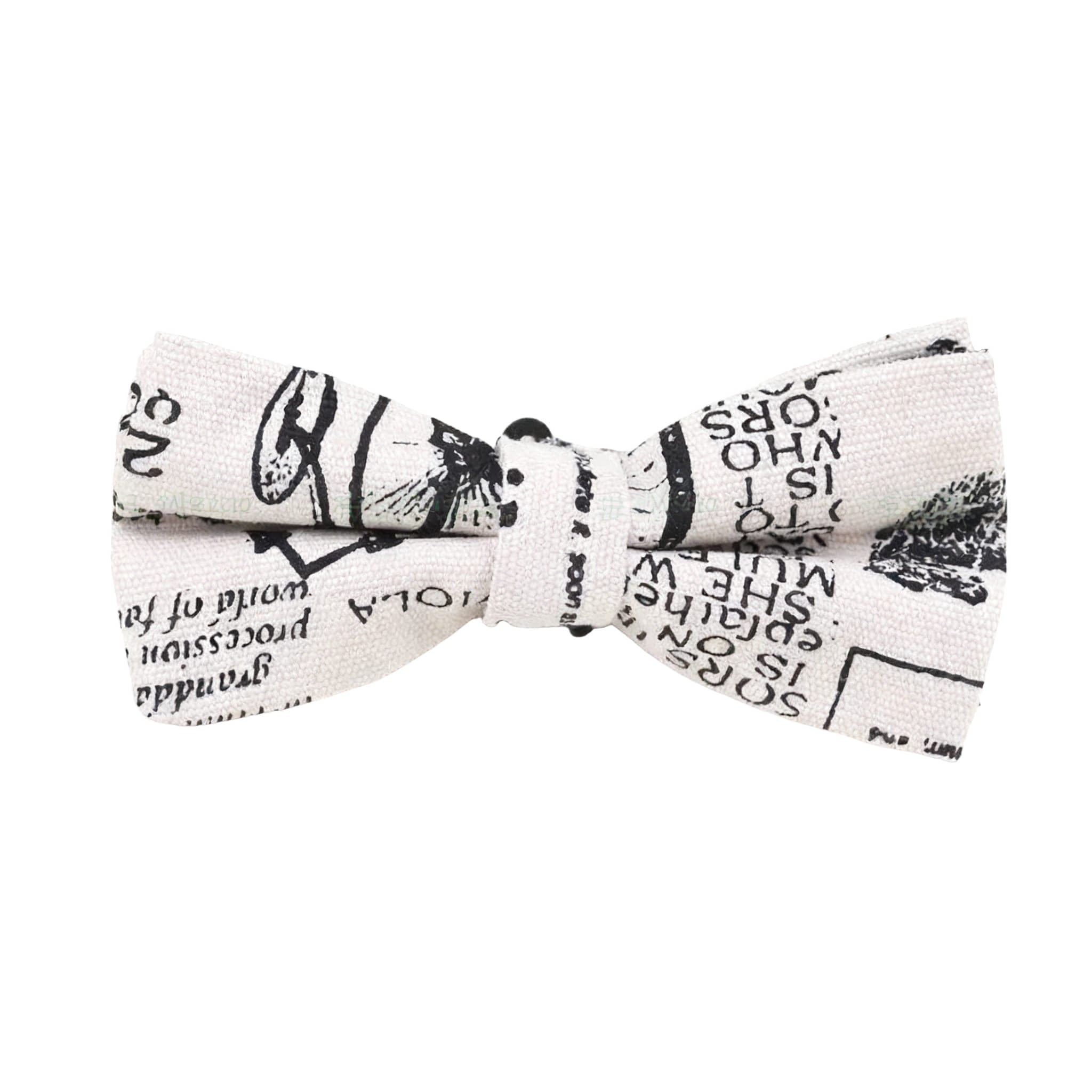 Beige Newspaper Print Bow Tie