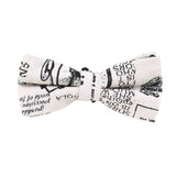 Beige Newspaper Print Bow Tie
