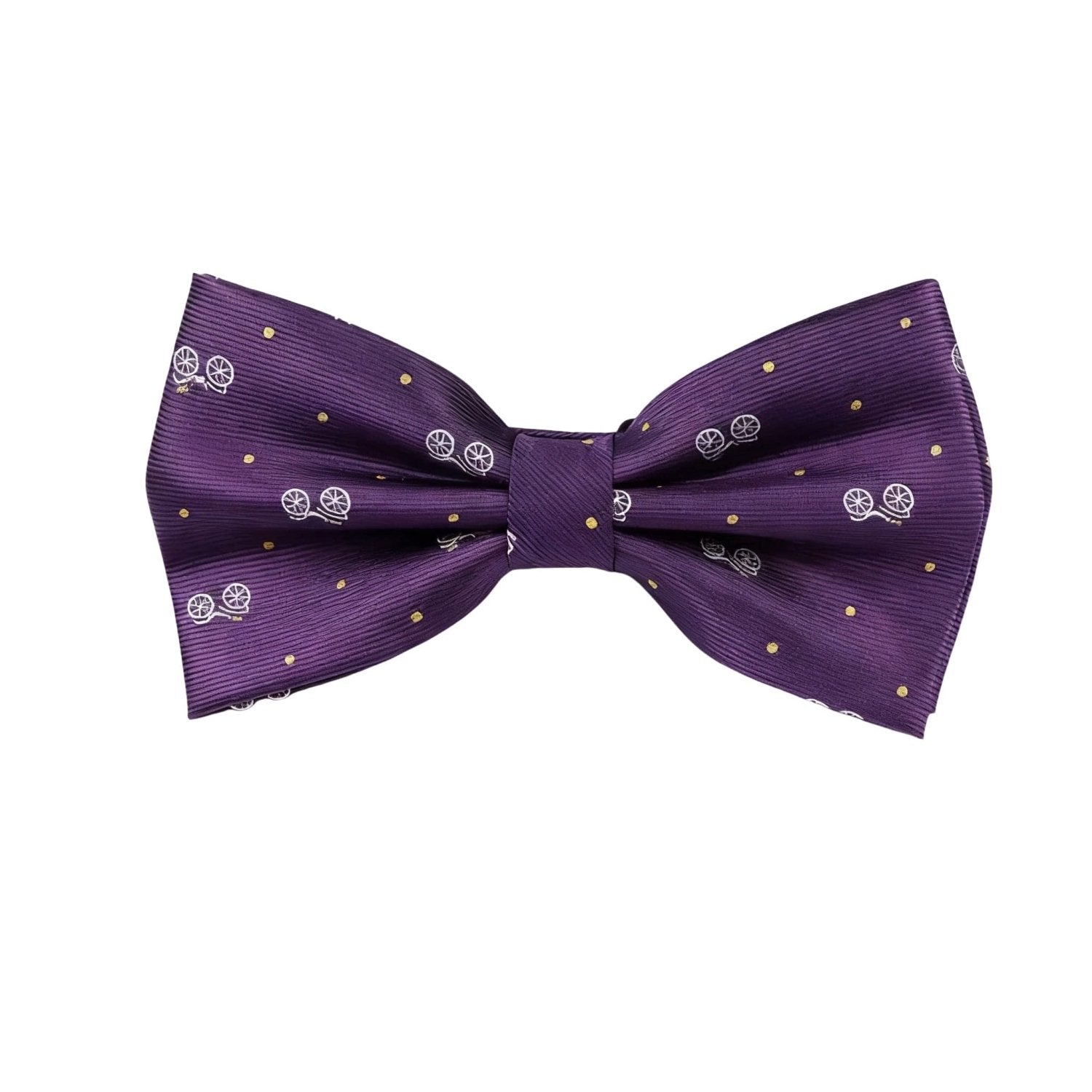 Purple With White Carriage Yellow Dots Bowtie